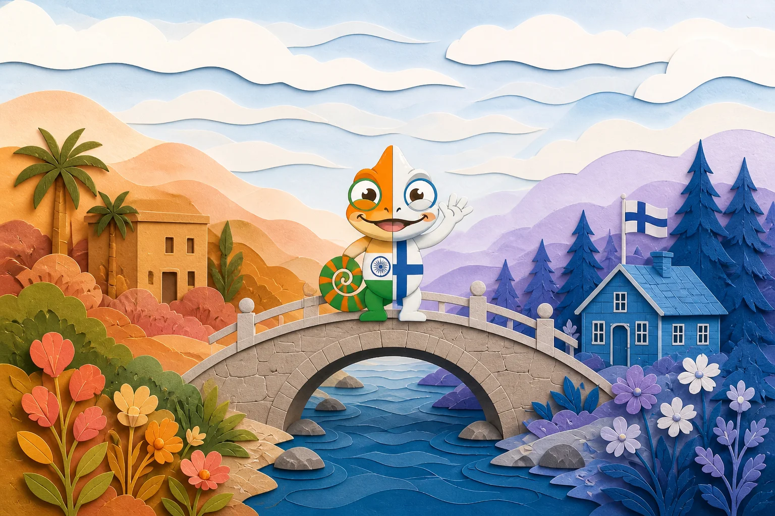 Cultural bridge with Chameleo mascot